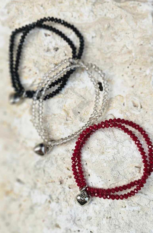 Valentine Double stranded crystal bead bracelet on elastic. BUY 2, GET 1 FREE