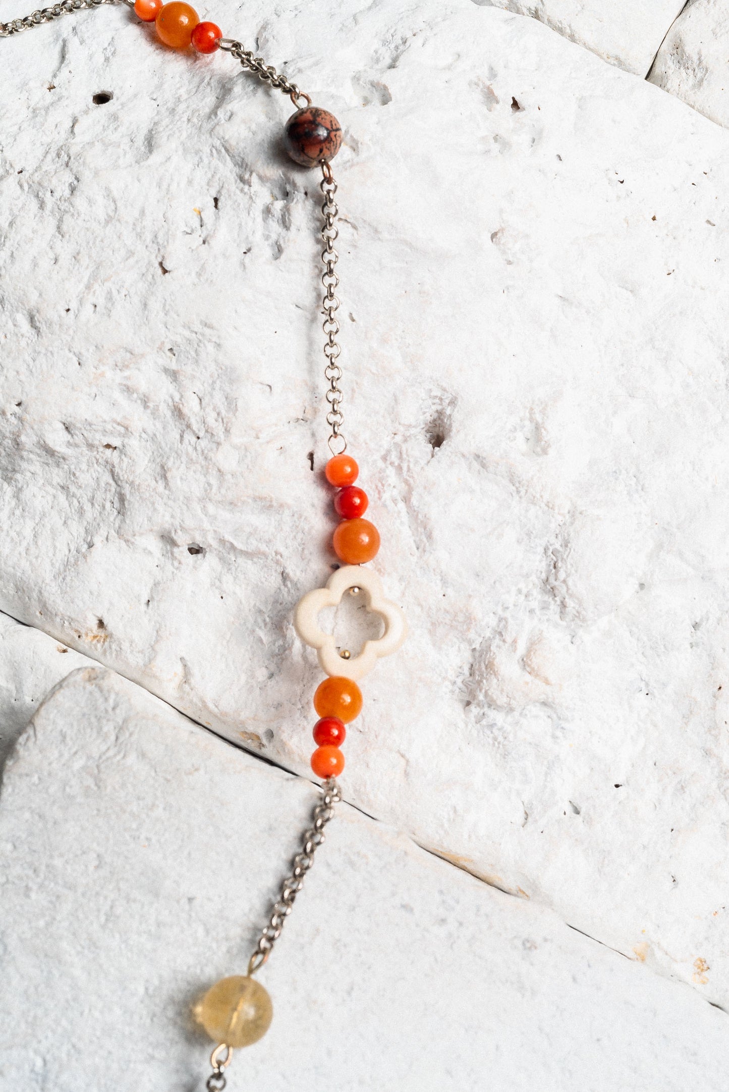 Jennifer Necklace, Orange Agate/White Coral