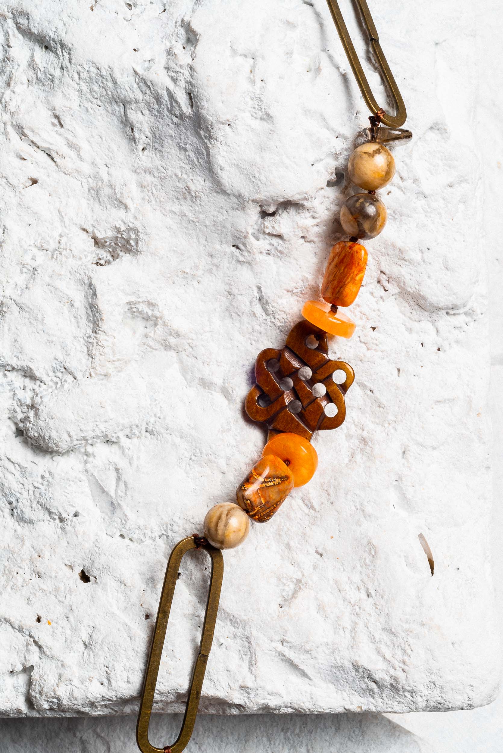 orange wooden bead necklace