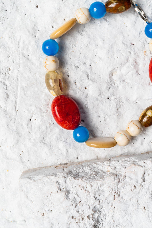 blue and brown agate bracelet